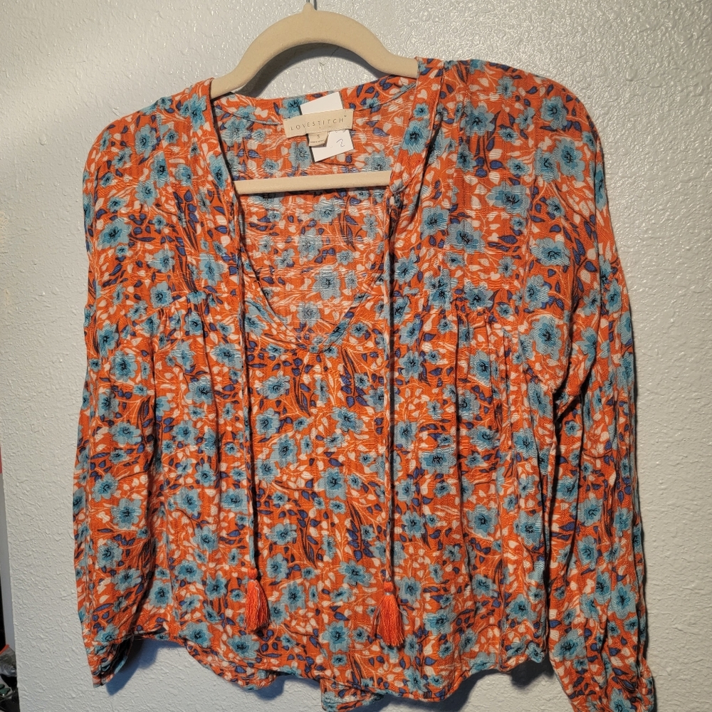 Burnt Orage Floral Top